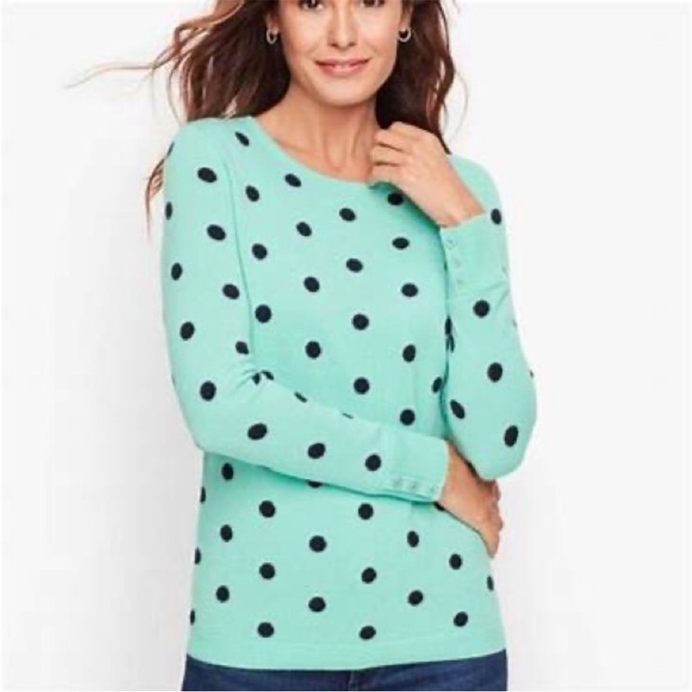 Talbots Mint Green Polka Dot Sweater XL